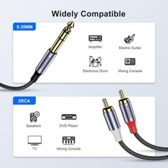 Durable 6.6FT Gold-Plated 1/4 TRS to RCA Y Splitter – Superior Sound Performance