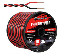 18 AWG 25FT Automotive Electrical Wire 2 Conductor Red Black Primary Speaker CCA