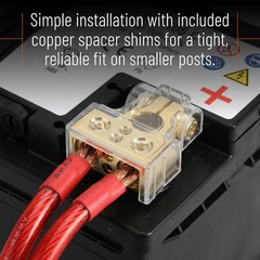 2 Pack Car Battery Terminal Connectors, 0/4/8/10 AWG, Gold, Car Cable Ends