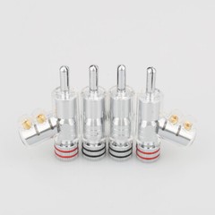 8pcs Rhodium Plated Locking Speaker Banana Plug Welding Free Audio Connector