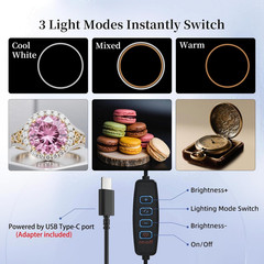 16x16x12 Photo Light Box with USB-C Cable, 18W Dimmable LED Photography…