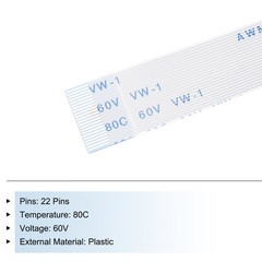 5 x Flexible Flat Cable 22 Pins 0.5mm Pitch 250mm FPC FFC Ribbon Cable A Type