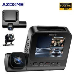 AZDOME 3 Channel Dash Cam 1080P+1080P+VGA 24H Parking Mode Night Vision G-sensor