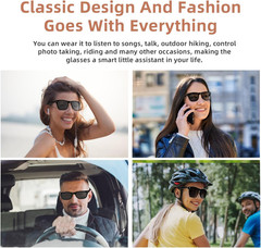 Smart Sunglasses, 5.3 Bluetooth Audio Glasses for Men Women, Remote Photography