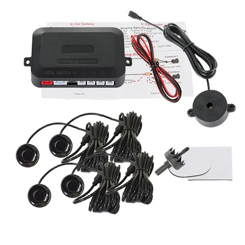4-Sensor 22mm Car Parking Sensor Kit with Buzzer and Sound Alert System 12V