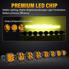 52 Inch 240W Amber Straight Curved Adjustable & Linkable LED Light Bar with Wiri
