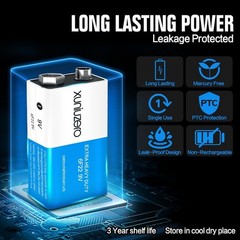 9V Batteries Carbon 9 Volt Battery for Smoke Detector 6F22 Square Battery,