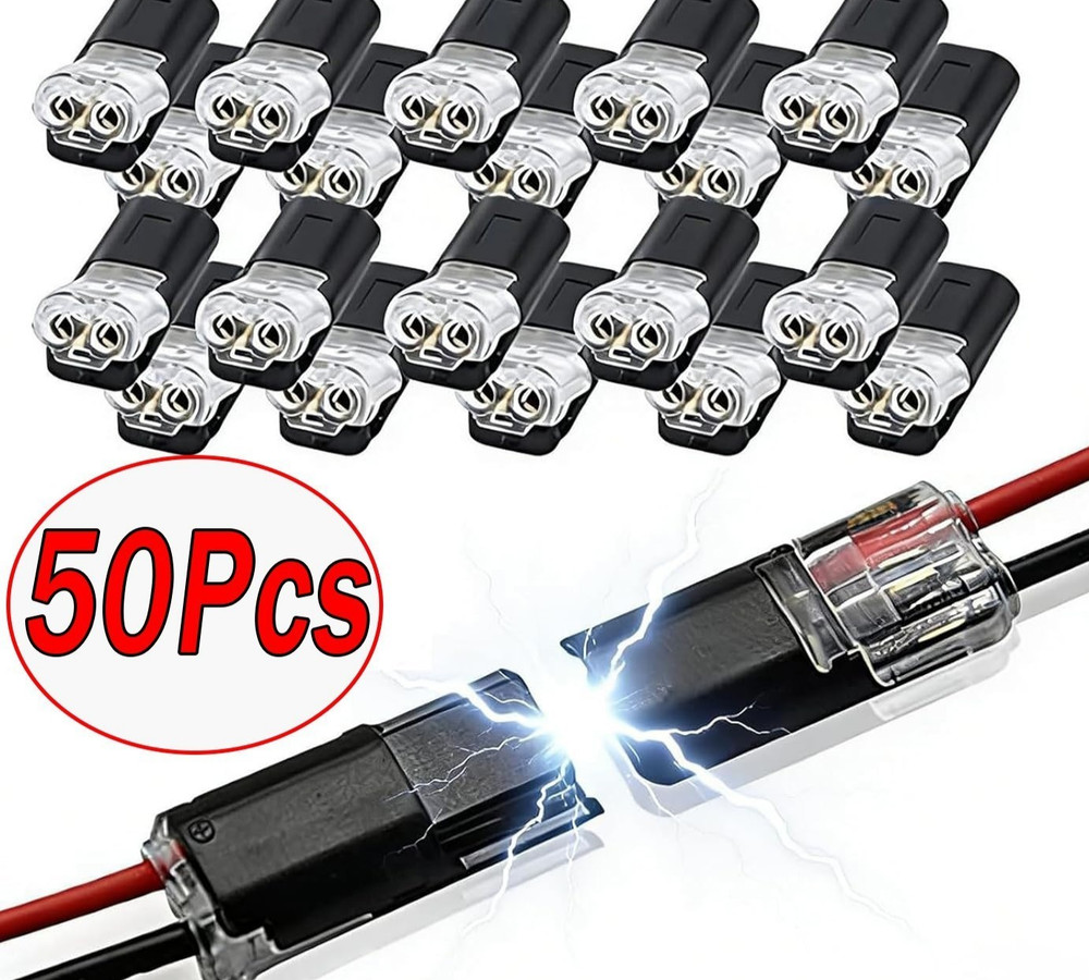50pcs 2 Pin Waterproof Electrical Connector Car Automotive Wire Plug Terminal