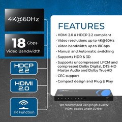 OREI 4K@60Hz 5-port HDMI™ Switch (UHD-501)