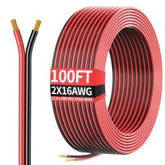 16 Gauge Wire, 16AWG Automotive Wire Electrical Wire 100FT 2 Conductor Red Black