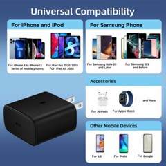 45W USB Type C Super Fast Wall PD Charger + 6ft Cable For Samsung S22 Ultra S23