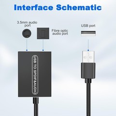 USB 2.0 to Optical SPDIF Toslink Extractor Converter & 3.5mm Jack Audio Adapter