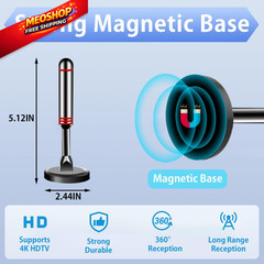 Digital TV Antenna for Smart Indoor，2026 HD with 5.5 IN, black
