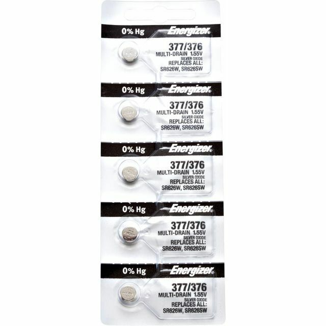 50 Energizer 377/376 SR626W Silver Oxide Coin Cell Batteries 1.55V