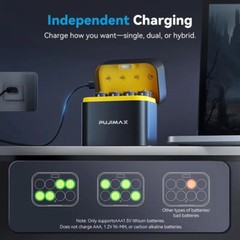 AAA Lithium Batteries 1512mWh 8-Pack Rechargeable w/Smart Charger Long Lasting