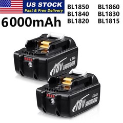 2 Pack 6.0Ah 18V For Makita LXT Lithium-Ion BL1840 BL1850 BL1860B Tool Battery