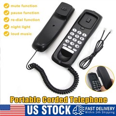 Black Corded Telephone Landline Phone for Home Office Desk Wall Mountable D3W1