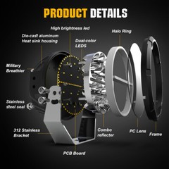 2X Round 7” Led Work DRL Light Offroad ATV 4WD SUV Driving Bumper Fog Spot Pods
