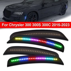 4x For 2015-2023 Chrysler 300 300C Dynamic RGB Front Rear LED Side Marker Lights