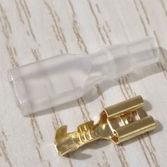 100 Sets Brass Female Spade Terminals 4.8mm Wire Connectors Insulating Sleeve US