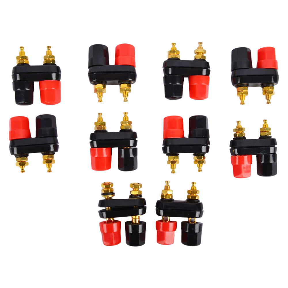 10 Pcs Speaker Amplifier Terminal Binding Post Dual 2-way Female Banana Plug