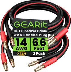 14 AWG Speaker Cable Banana Plugs OFC Copper Bi Wire Bi Amp HiFi 2 Pack