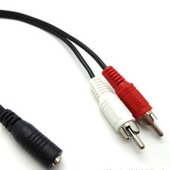 3.5mm Stereo Female Mini Jack to 2 Male RCA to Headphone Plug Adapter Y-Cable