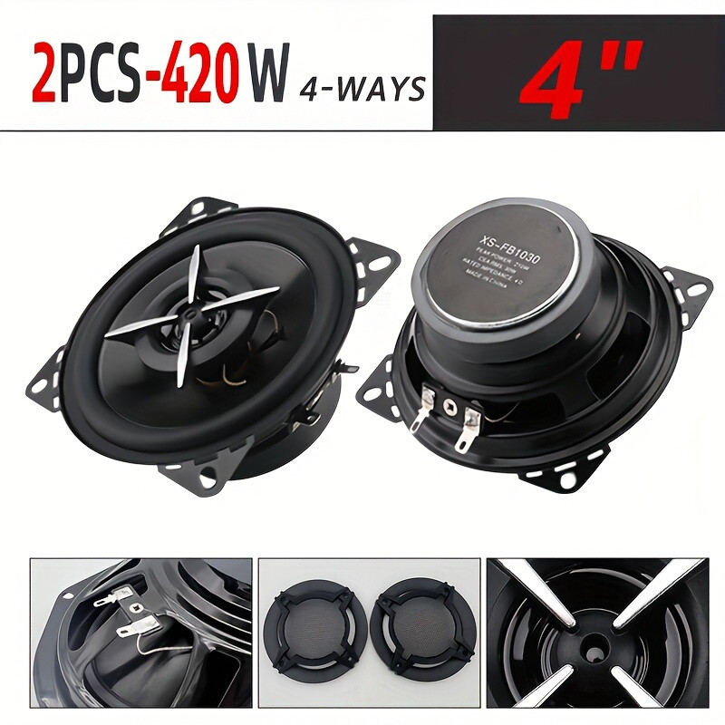 2pcs 4 Inch Car HiFi Coaxial Speakers- 420W 4-Way Full Range Frequency Speakers