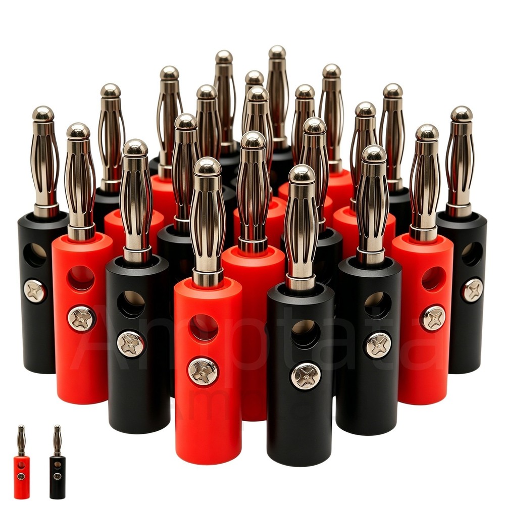 20pcs Banana Plugs 4mm Screw Lock Speaker Wire Audio Jack Connector Lantern Type