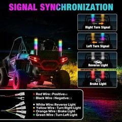 2x 1~4FT Thick LED Whip Spiral Chasing RGB Fat Whip Light For Can Am Polaris RZR