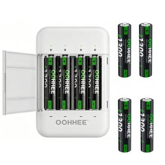 8 pcs 1.5V 1300mWh AAA Rechargeable Lithium Batteries + Fast Charging Box White