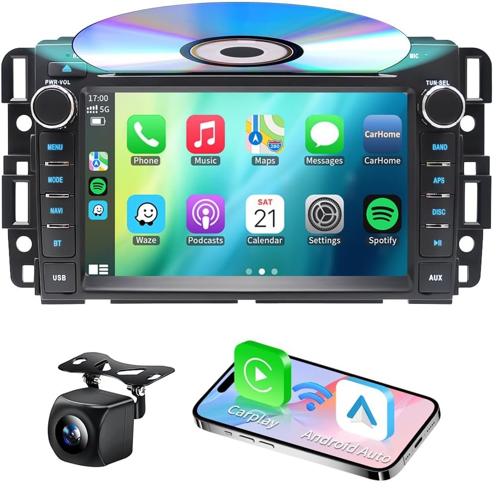 Car Radio Stereo DVD CD Carplay Navi For GMC Sierra Yukon Acadia 2007-2013