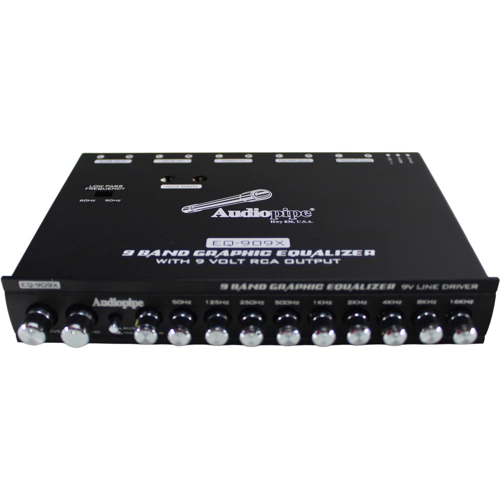 Audiopipe In-Dash 9 Band Graphic Equalizer w/ 9V Line Driver / EQ-909X