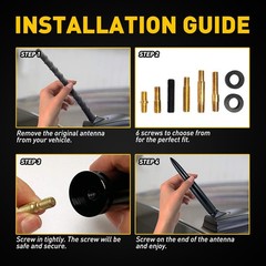Bullet Style 0.5 Cal Short Black Antenna Mast Power for DODGE RAM &RAM 2009-2023