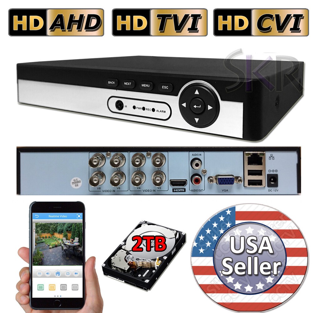 Sikker 8 channel DVR recorder with 2TB hard drive support Swann 1080P BNC camera