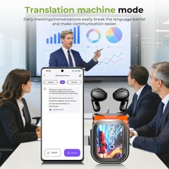 AI Translation Earbuds Real Time 135 Languages LCD Touch Screen Bluetooth 5.4 AI