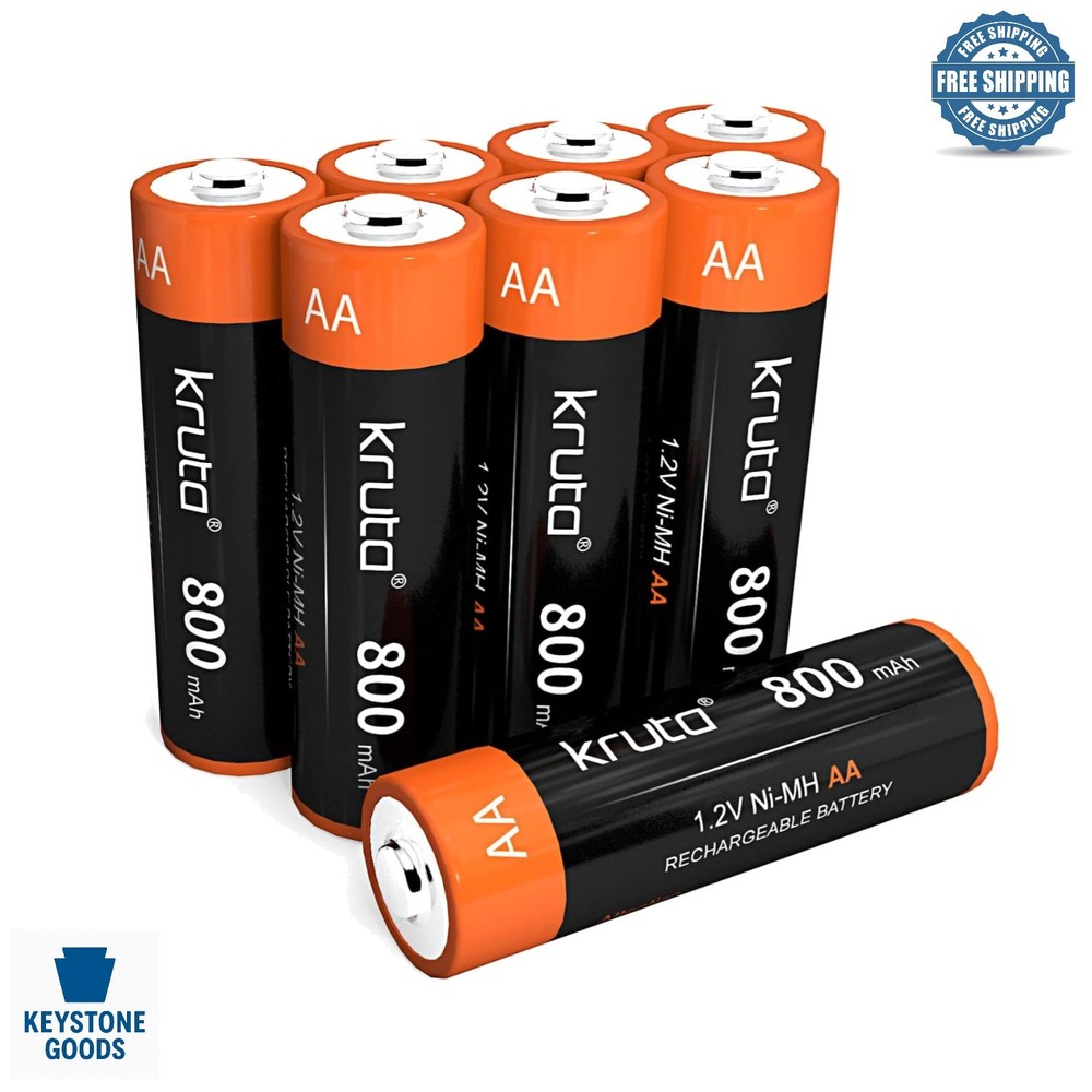 8Pack NiMH AA Rechargeable Batteries 1.2V 800mAh for Solar & Household Use