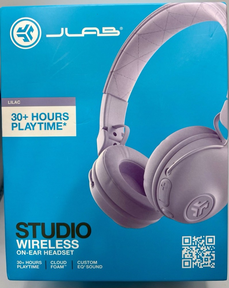 JLab Studio Wireless Bluetooth On Ear Headphones 30+ Hours Lilac Cloud Foam