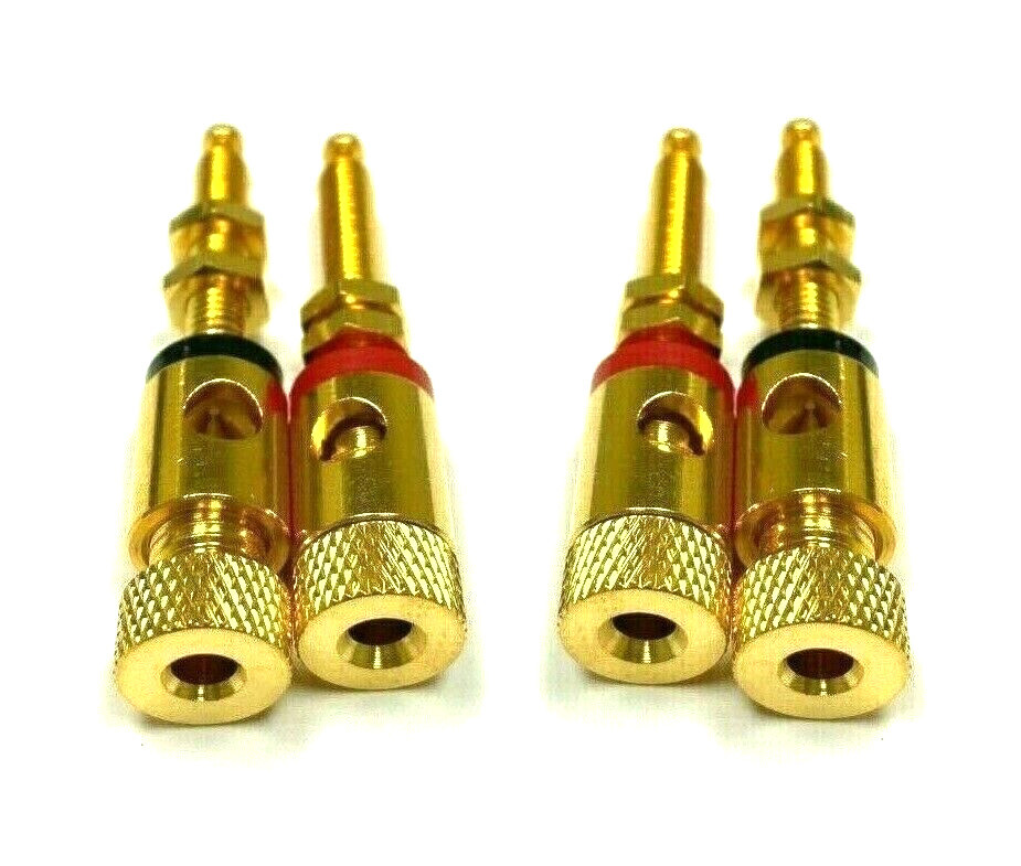 4X Gold threaded Speaker Wire Connector Banana Plug Jack Open End Pro Audio Home
