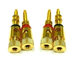 4X Gold threaded Speaker Wire Connector Banana Plug Jack Open End Pro Audio Home