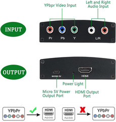 Ypbpr to HDMI Converter, Component to HDMI, RGB to HDMI Converter Supports Video