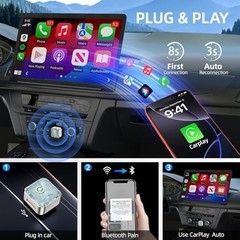 Wireless Apple CarPlay Adapter, 5.8G Quad-Core Chip No Latency, Silver