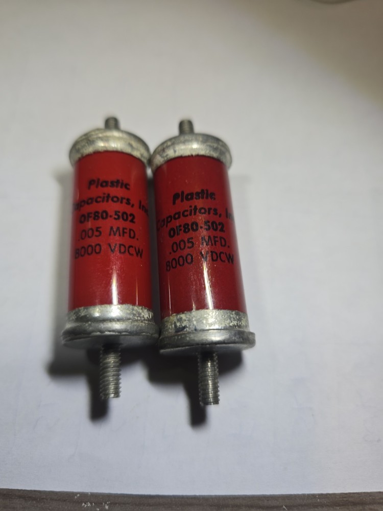 OF80-502 PLASTIC CAPACITORS capacitor 0.005uF 8000V Glass Axial Lot 2
