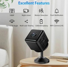 HD Wi-Fi Cube Camera, IP Network, Indoor, Color, USB Powered, Model HDwificamPro