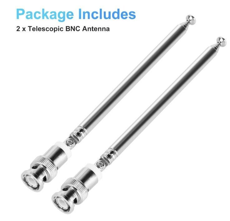 2x Radio Telescopic BNC Antenna Connector AM/FM/UHF/VHF for Police Radio Scanner