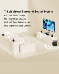 ULTIMEA 7.1ch Virtual Surround Sound Bar for TV w/ Subwoofer 4 Surround Speakers