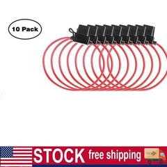 10 PACKS 10 GAUGE ATC FUSE HOLDER IN-LINE AWG WIRE COPPER 12 VOLT POWER BLADE