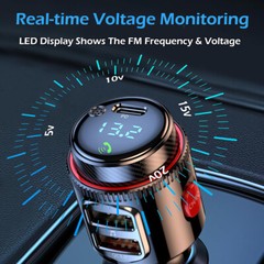 Bluetooth 5.4 Car Wireless FM Transmitter Adapter 2USB PD Charger Hands-Free AUX