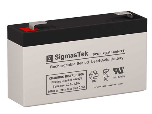 6V (Volts) 1.4AH (amps) Replacement Battery for Powertron PT1.2-6 6V 1.2AH