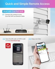 ZOSI 4K 8MP PoE Add-on Camera Person Vehicle Detect 2 Way Talk For ZOSI PoE NVR